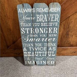 Pier 1 Blue and White Inspirational Wooden Sign